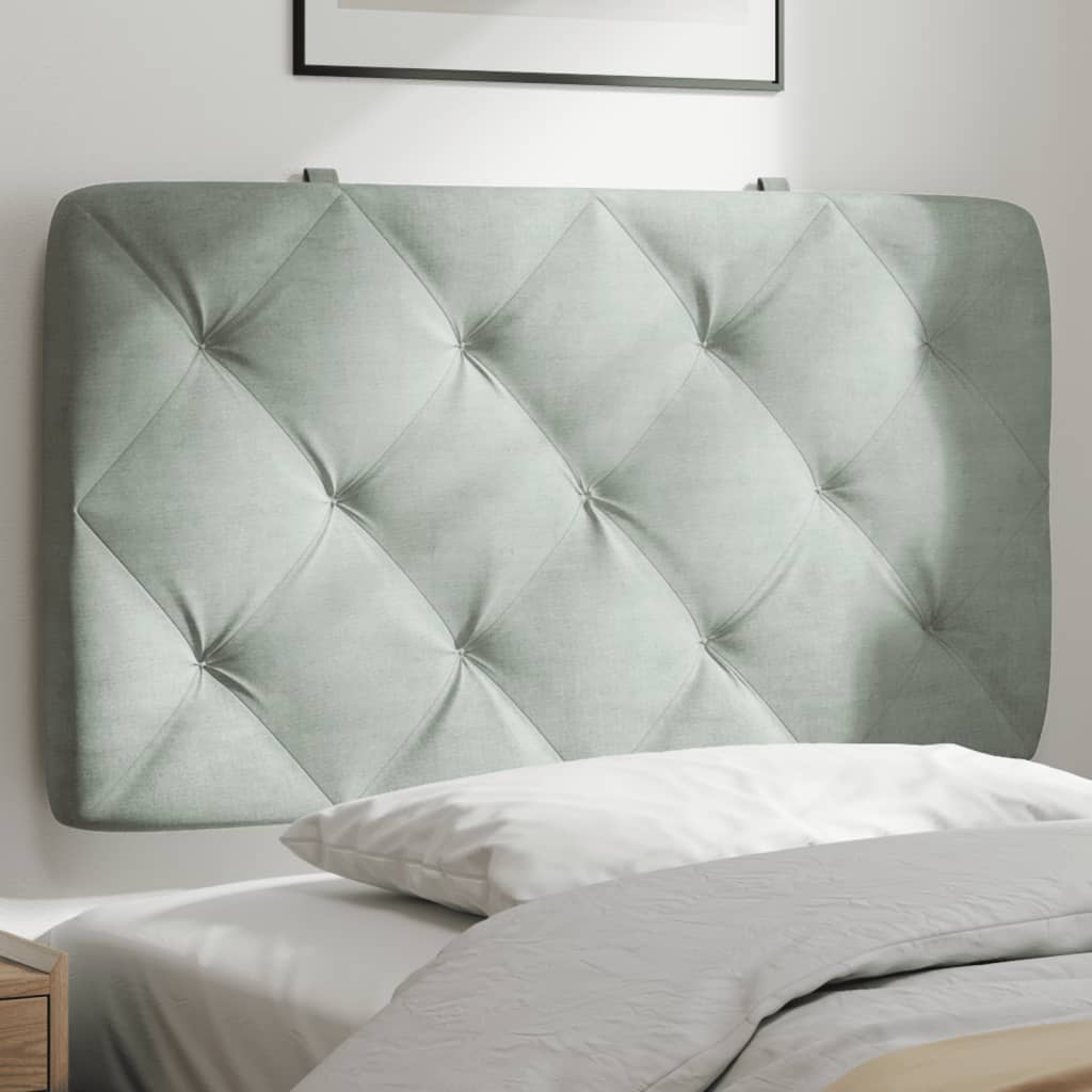 Coussin de tête de lit gris clair 90 cm velours - XIOS