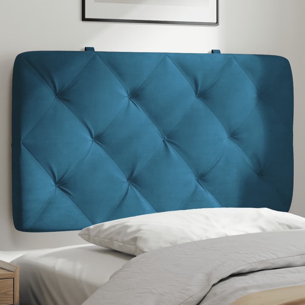 Coussin de tête de lit bleu 90 cm velours - XIOS