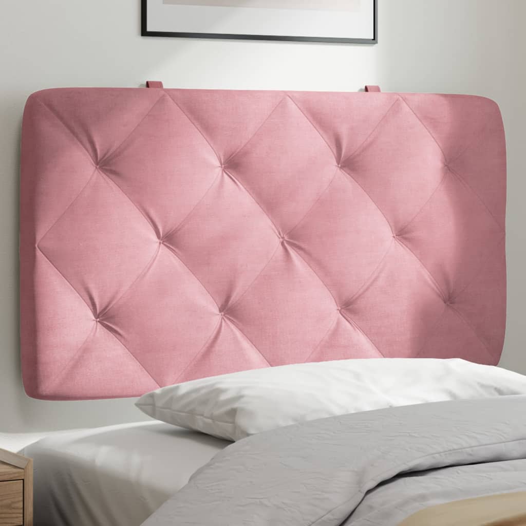 Coussin de tête de lit rose 90 cm velours - XIOS
