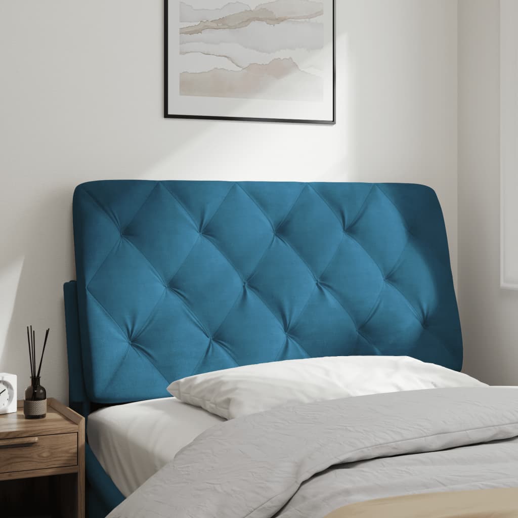 Coussin de tête de lit bleu 100 cm velours - XIOS