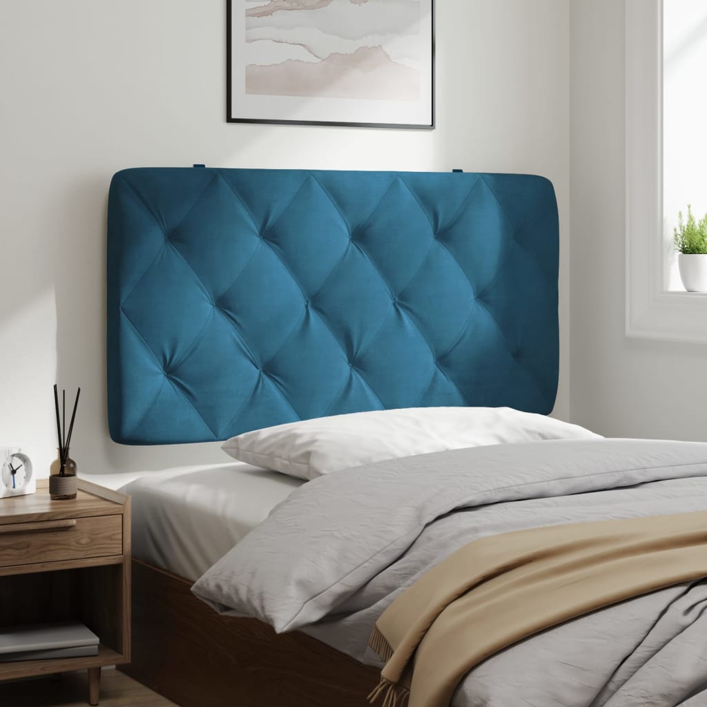 Coussin de tête de lit bleu 100 cm velours - XIOS