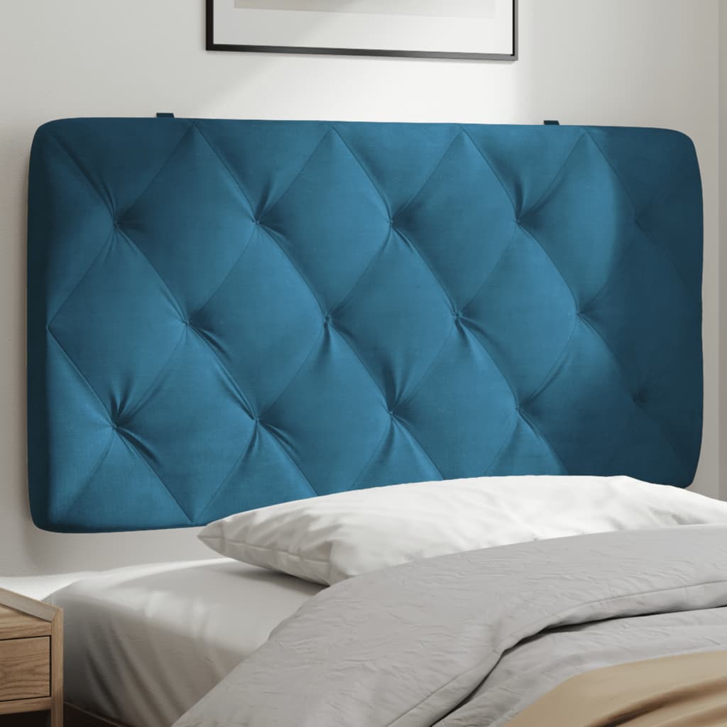 Coussin de tête de lit bleu 100 cm velours - XIOS