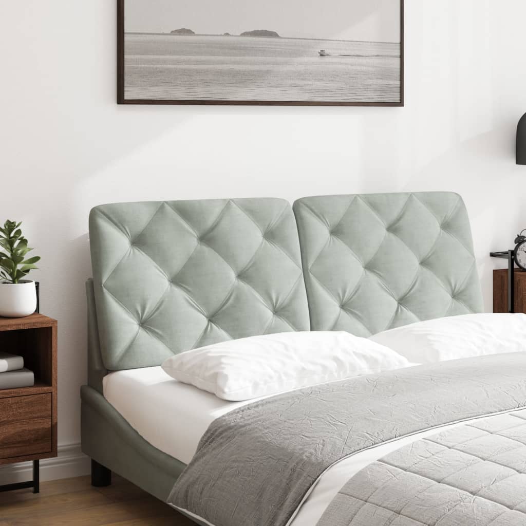 Coussin de tête de lit gris clair 120 cm velours - XIOS