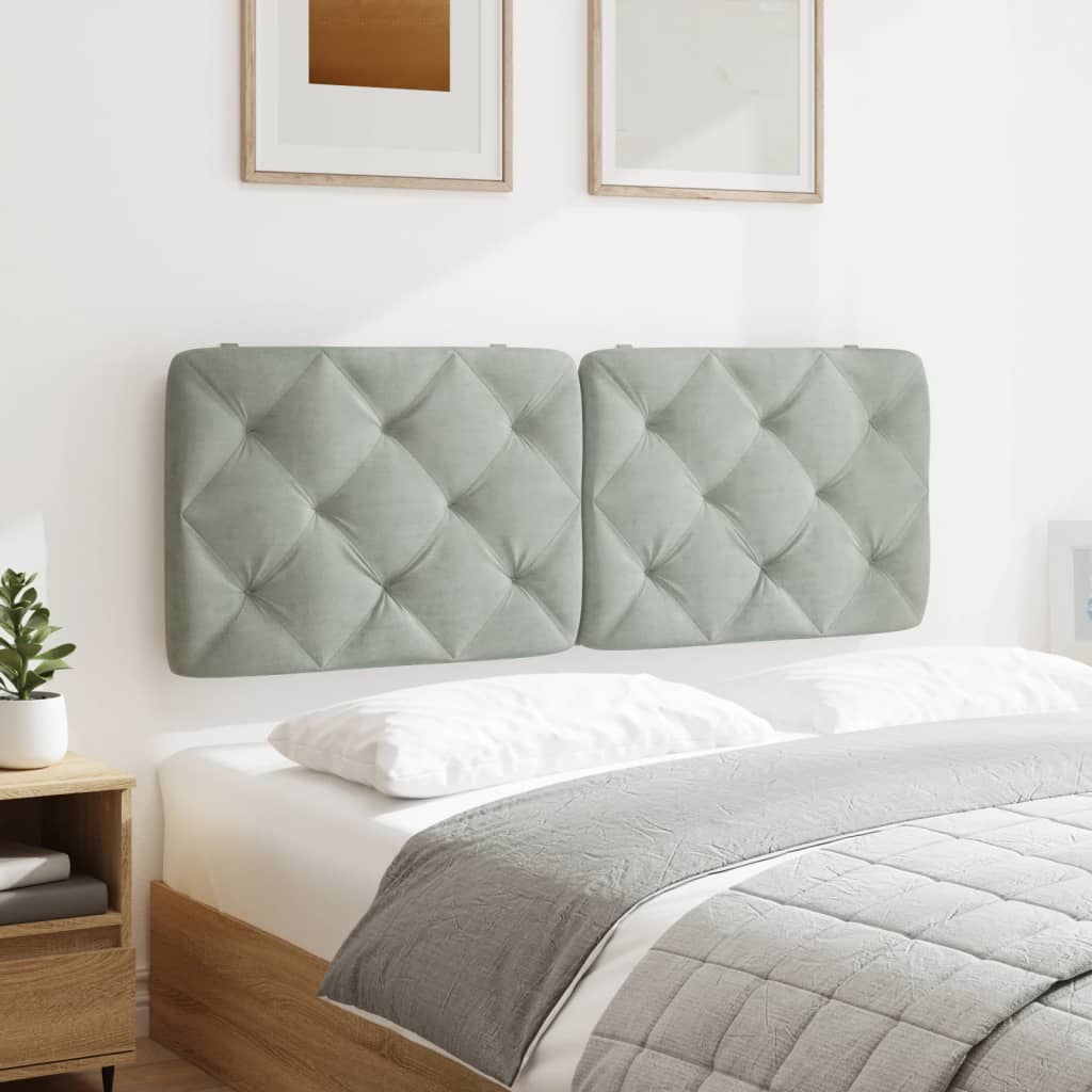 Coussin de tête de lit gris clair 120 cm velours - XIOS