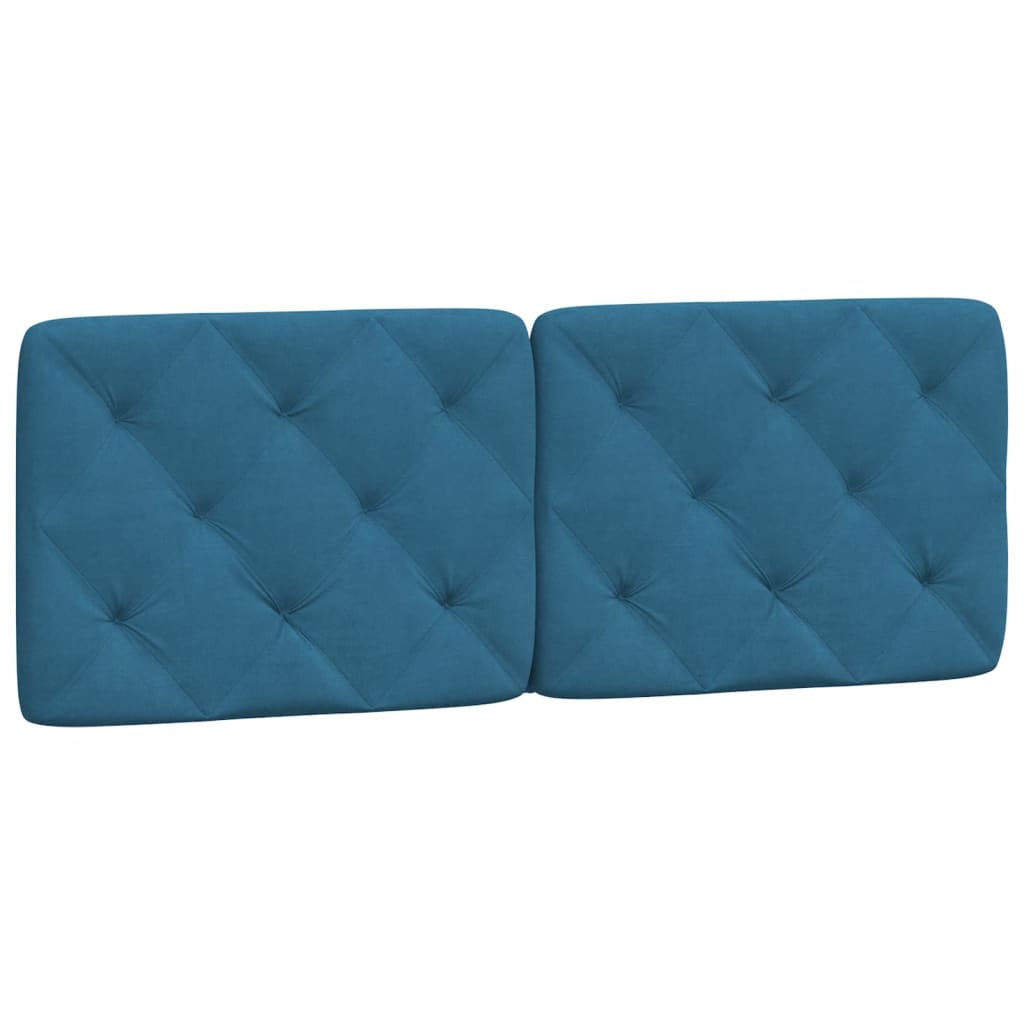 Coussin de tête de lit bleu 120 cm velours - XIOS