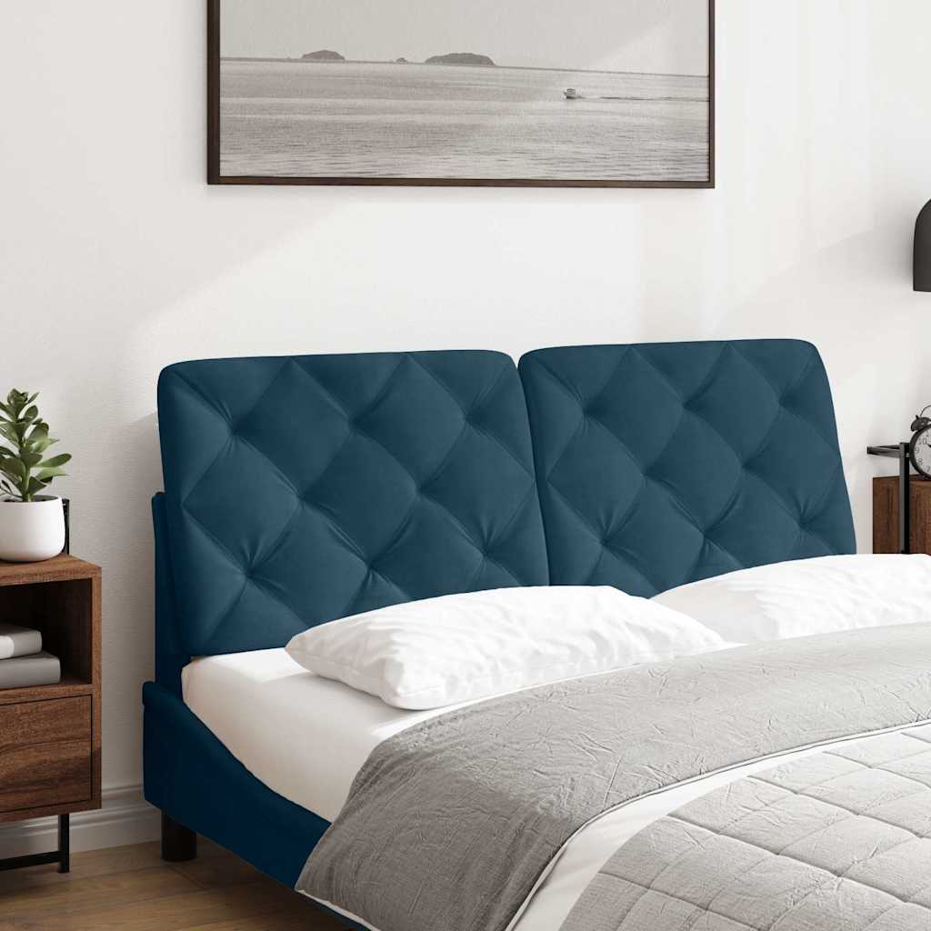 Coussin de tête de lit bleu 140 cm velours - XIOS