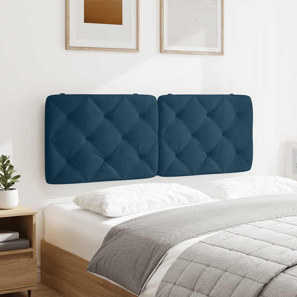 Coussin de tête de lit bleu 140 cm velours - XIOS