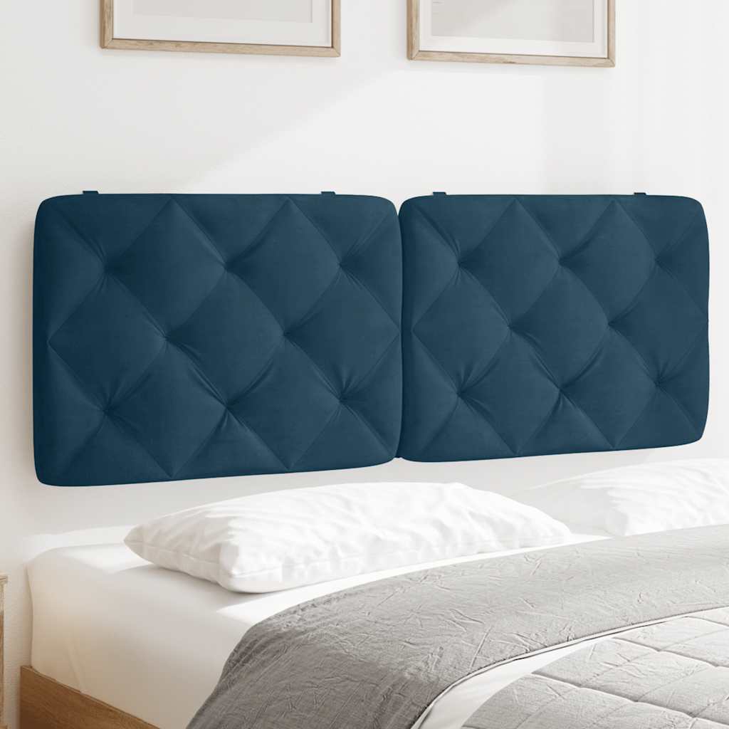 Coussin de tête de lit bleu 140 cm velours - XIOS
