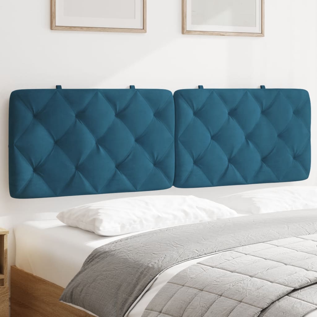 Coussin de tête de lit bleu 160 cm velours - XIOS