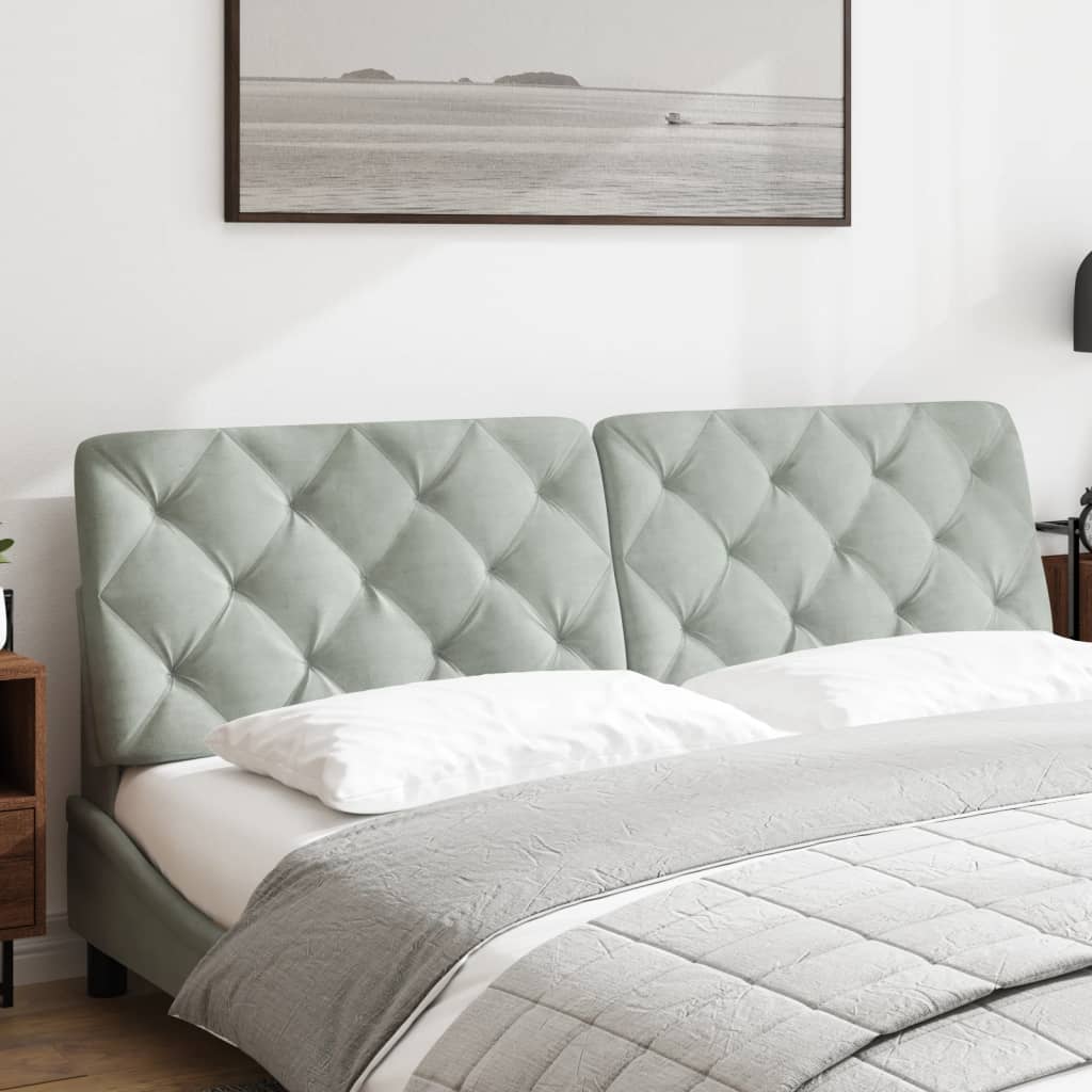 Coussin de tête de lit gris clair 180 cm velours - XIOS