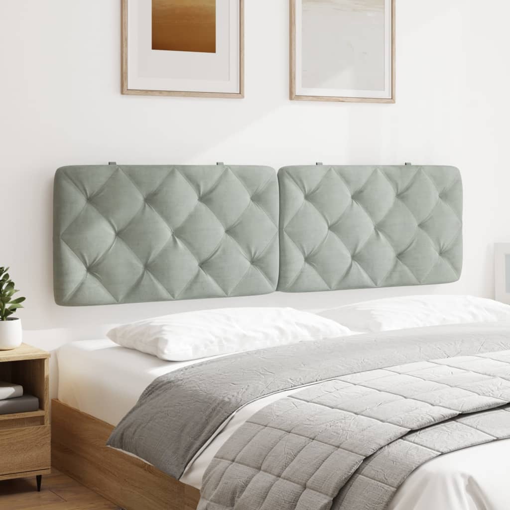 Coussin de tête de lit gris clair 180 cm velours - XIOS