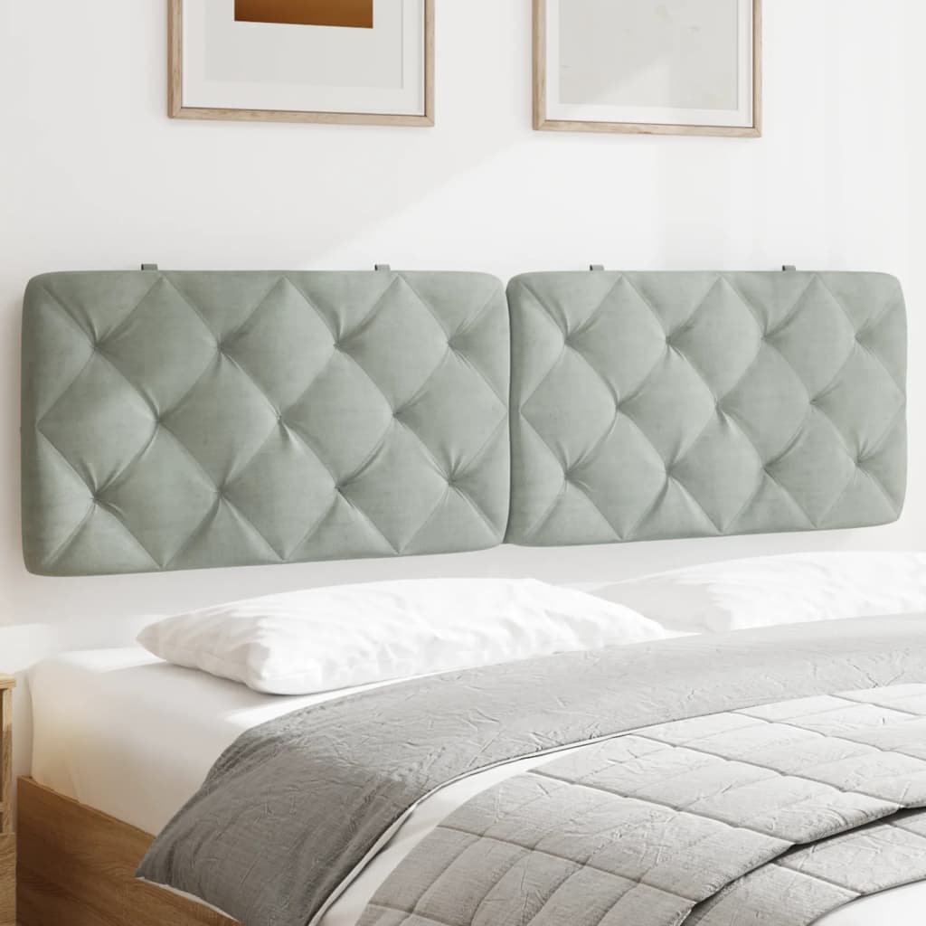 Coussin de tête de lit gris clair 180 cm velours - XIOS
