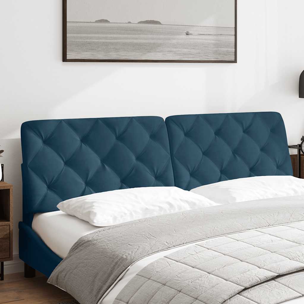 Coussin de tête de lit bleu 180 cm velours - XIOS