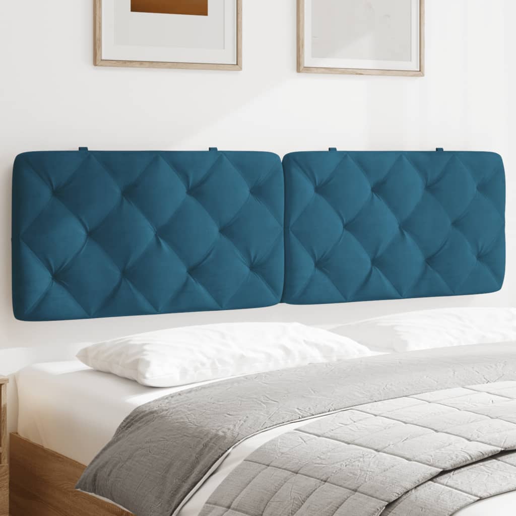 Coussin de tête de lit bleu 180 cm velours - XIOS