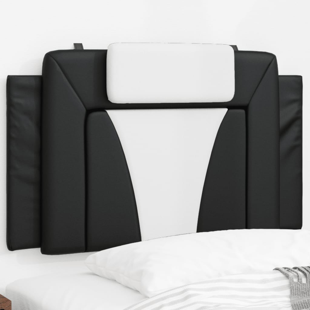Coussin de tête de lit noir et blanc 80 cm similicuir - XIOS