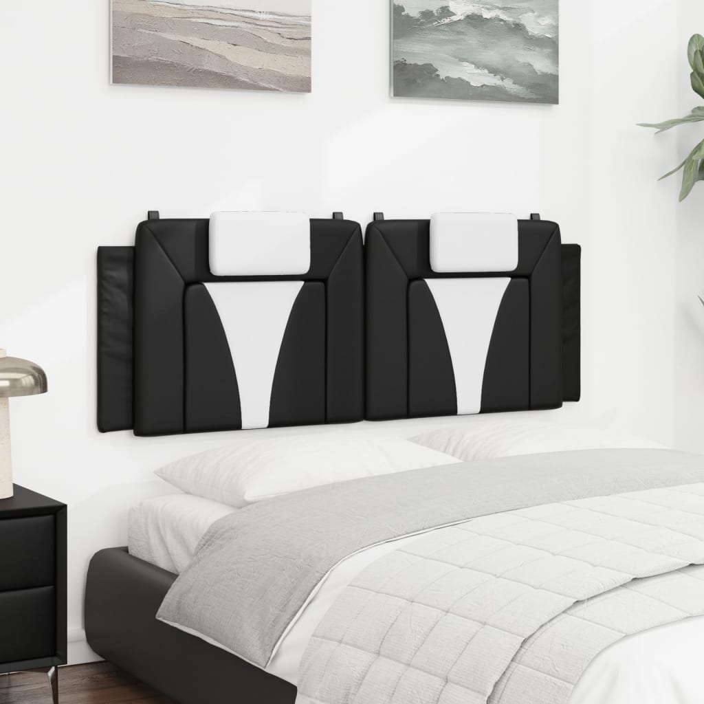 Coussin de tête de lit Viana noir et blanc 137 cm similicuir - XIOS