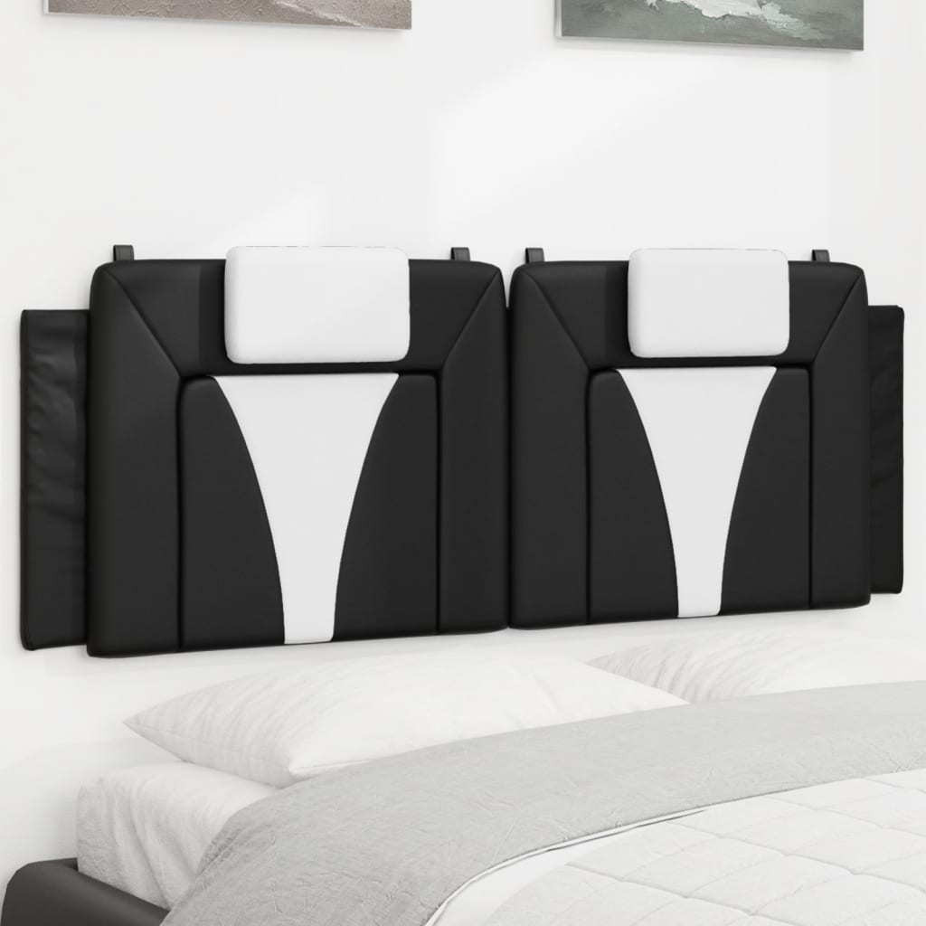 Coussin de tête de lit noir et blanc 140 cm similicuir - XIOS