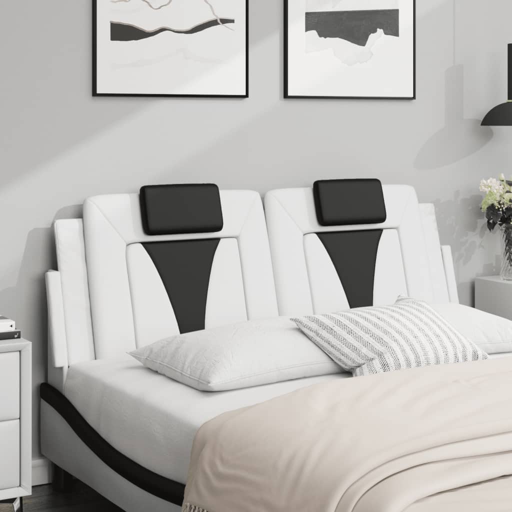 Coussin de tête de lit Viana blanc et noir 140 cm similicuir - XIOS