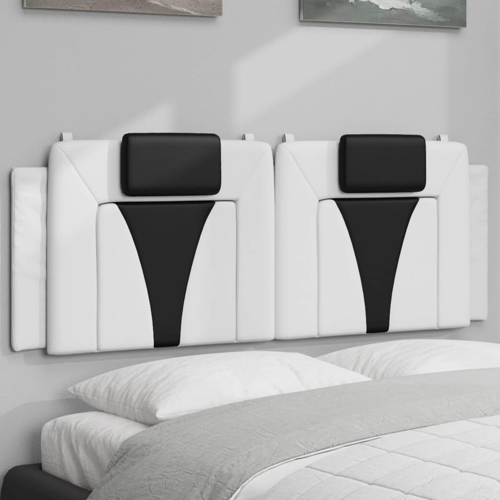 Coussin de tête de lit Viana blanc et noir 140 cm similicuir - XIOS