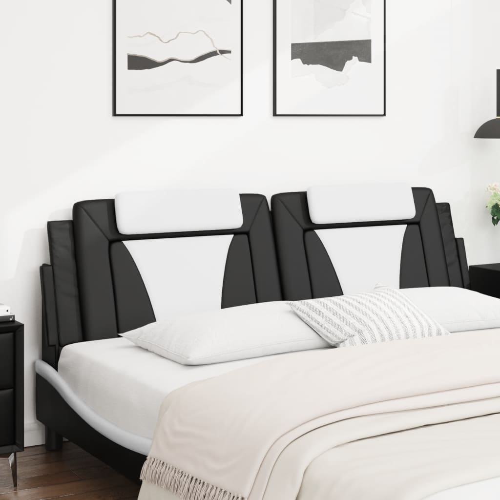Coussin de tête de lit Viana noir et blanc 183 cm similicuir - XIOS