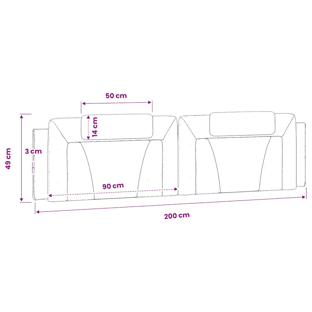 Coussin de tête de lit Viana noir 200 cm similicuir - XIOS