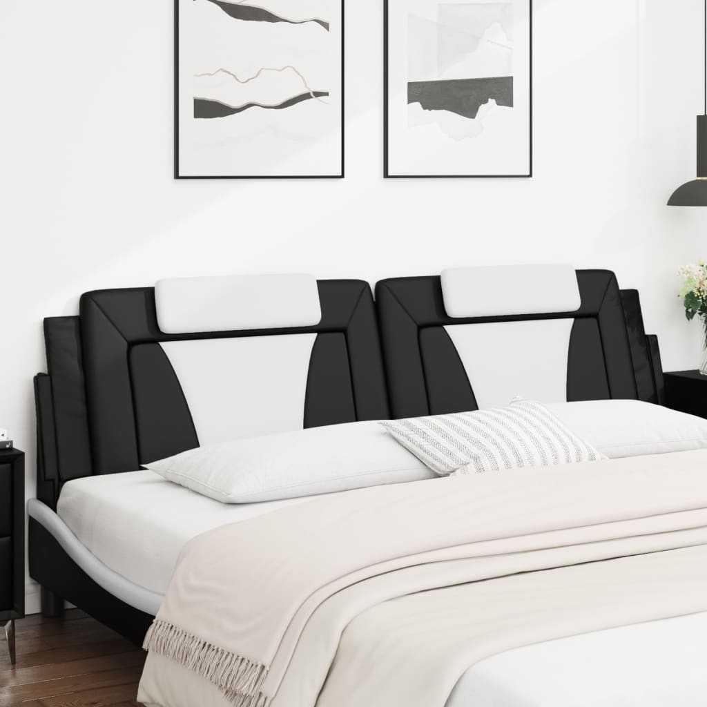 Coussin de tête de lit Viana noir et blanc 193 cm similicuir - XIOS