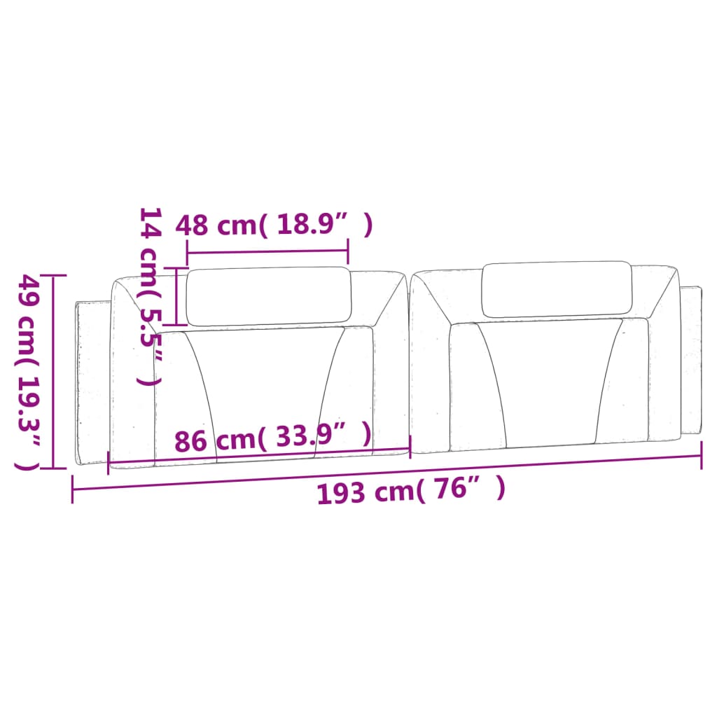 Coussin de tête de lit Viana noir et blanc 193 cm similicuir - XIOS