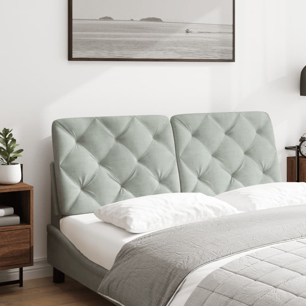 Coussin de tête de lit gris clair 137 cm velours - XIOS