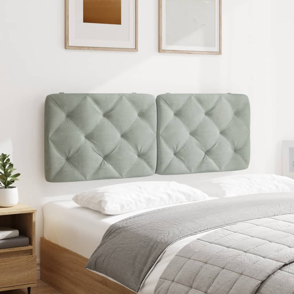 Coussin de tête de lit gris clair 137 cm velours - XIOS