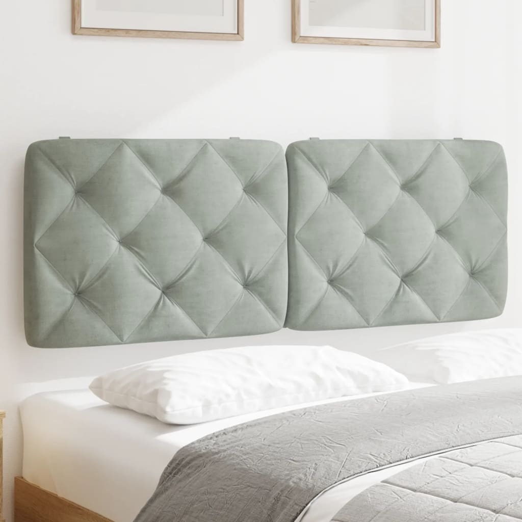 Coussin de tête de lit gris clair 137 cm velours - XIOS