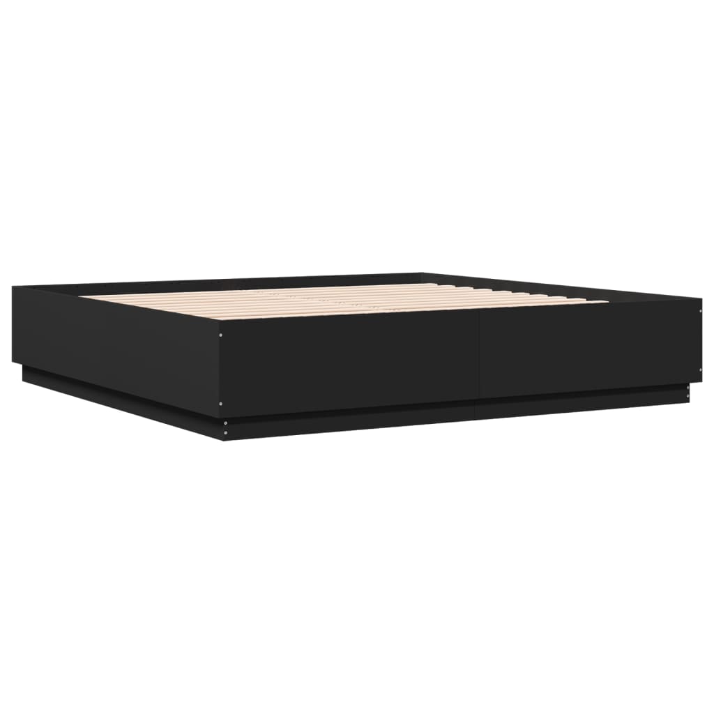 Cadre de lit avec LED sans matelas noir 200x200 cm - XIOS