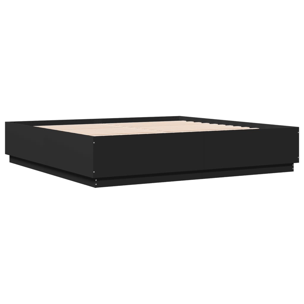 Cadre de lit avec LED sans matelas noir 200x200 cm - XIOS