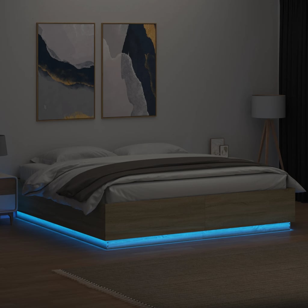 Cadre de lit avec LED sans matelas chêne sonoma 200x200 cm - XIOS