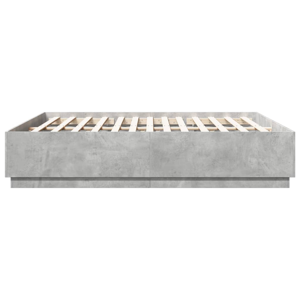 Cadre de lit avec LED sans matelas gris béton 200x200 cm - XIOS