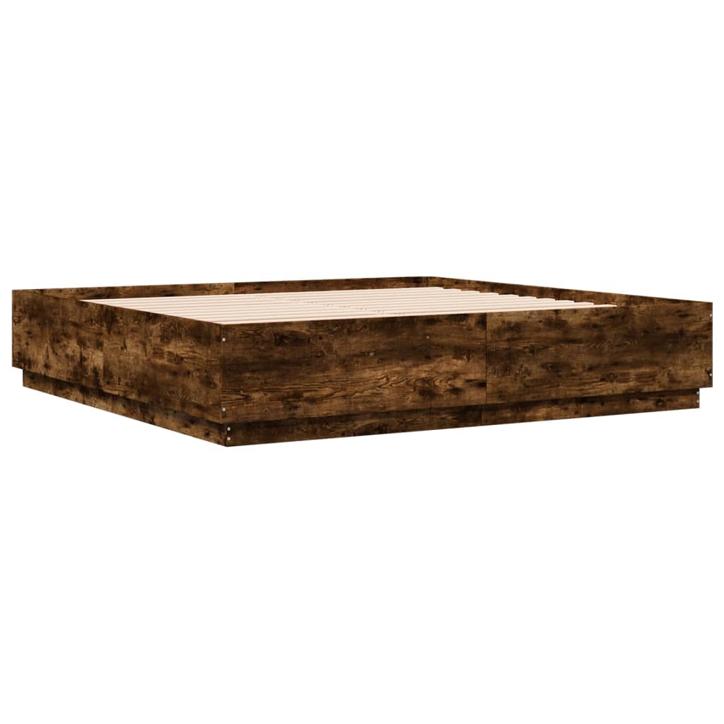 Cadre de lit avec LED sans matelas chêne fumé 200x200 cm - XIOS
