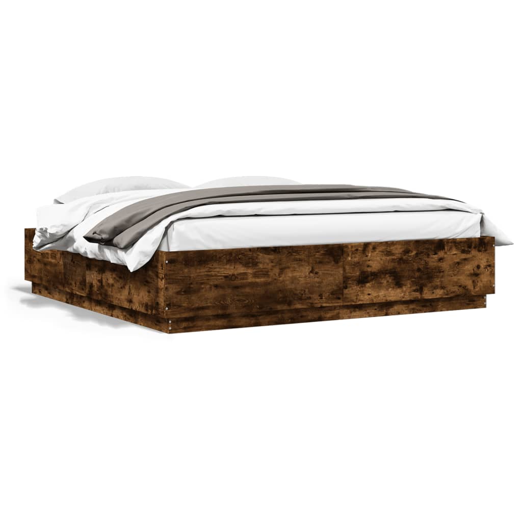 Cadre de lit avec LED sans matelas chêne fumé 200x200 cm - XIOS