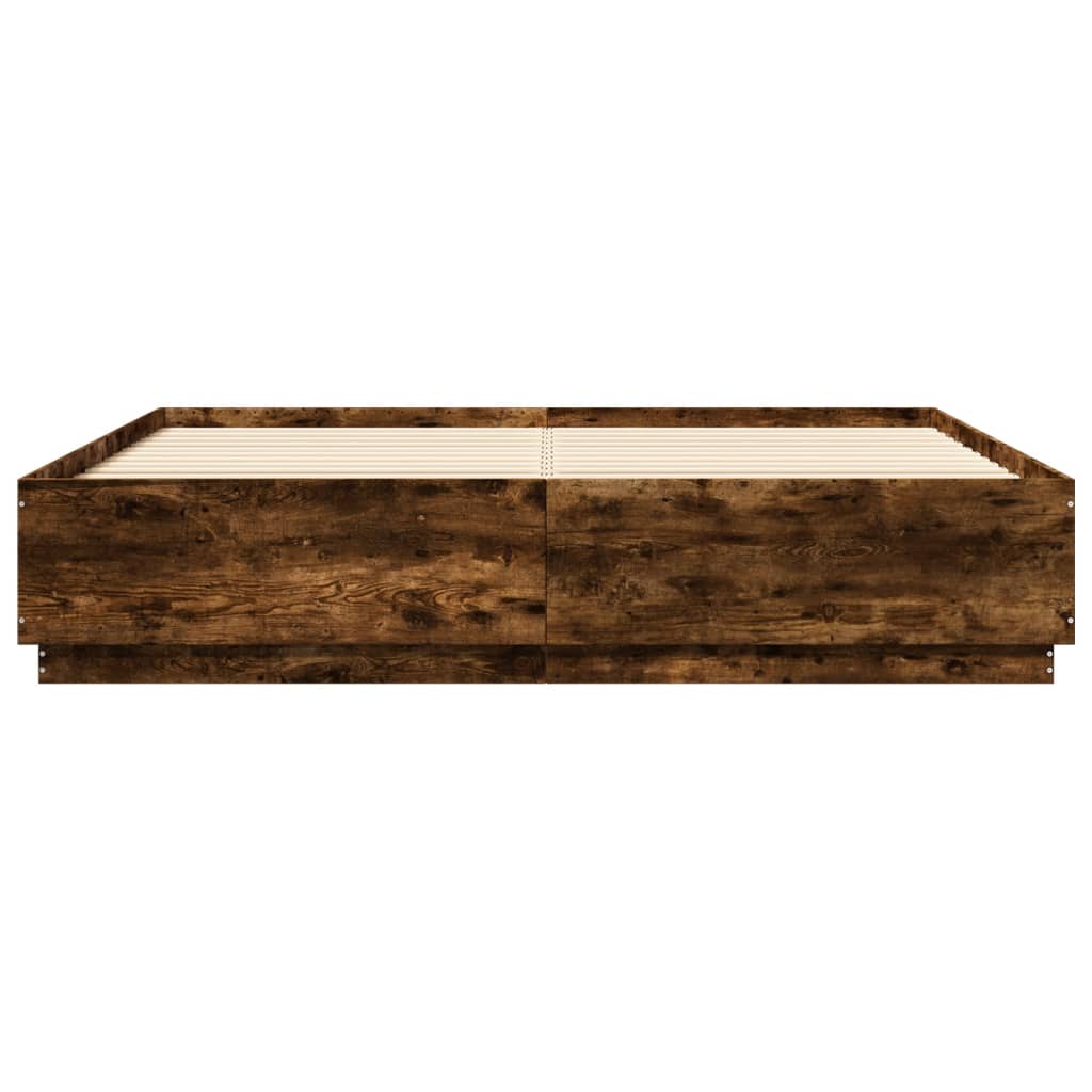 Cadre de lit avec LED sans matelas chêne fumé 200x200 cm - XIOS