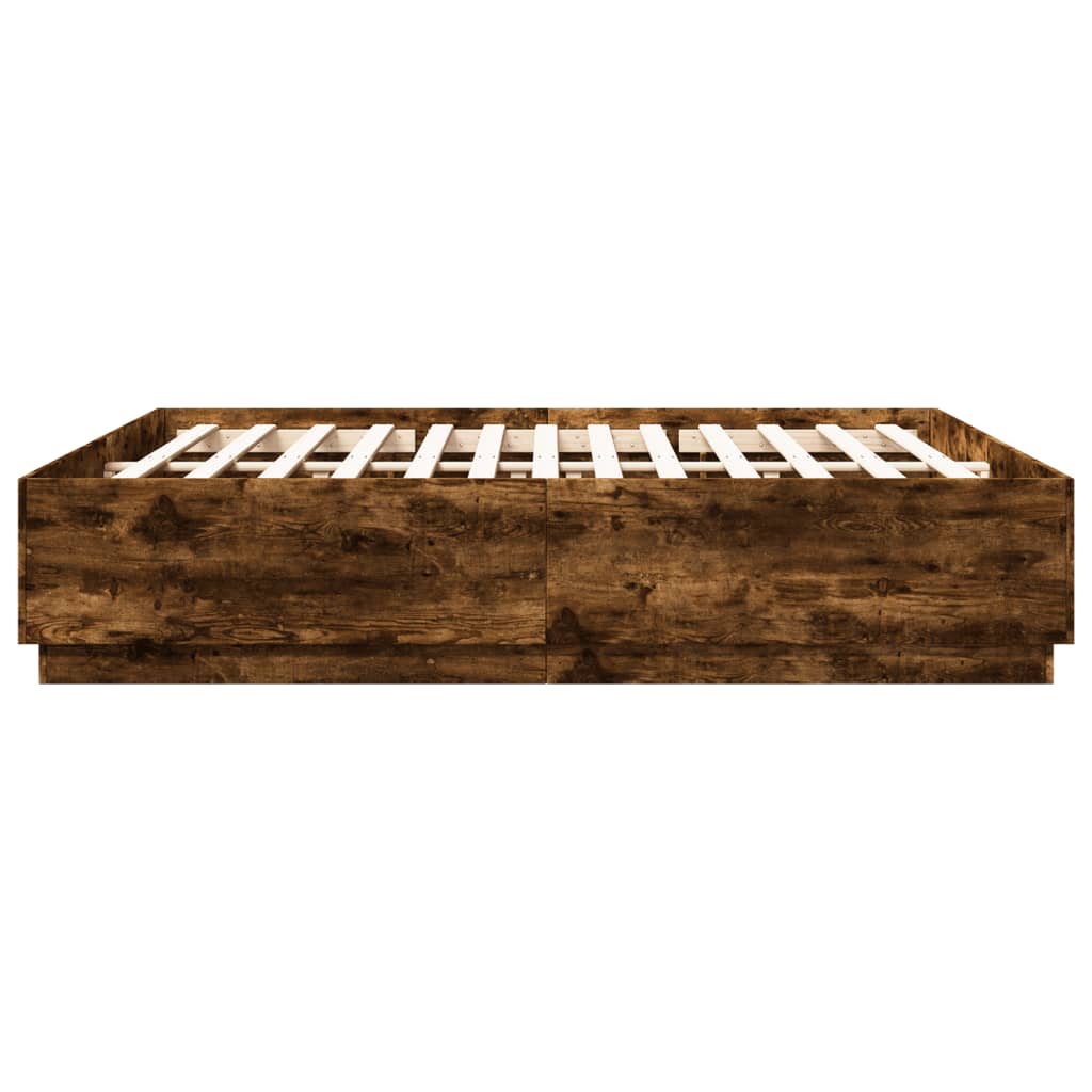 Cadre de lit avec LED sans matelas chêne fumé 200x200 cm - XIOS
