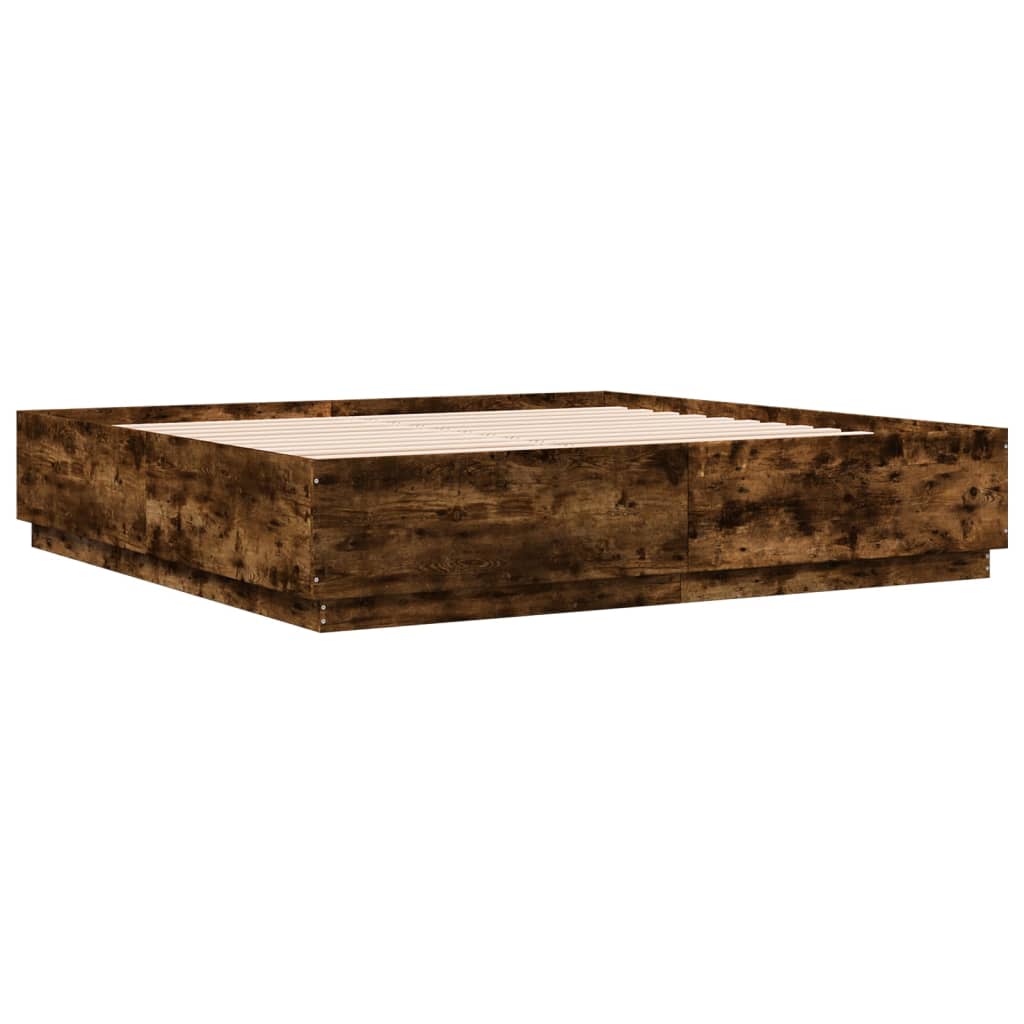 Cadre de lit avec LED sans matelas chêne fumé 200x200 cm - XIOS