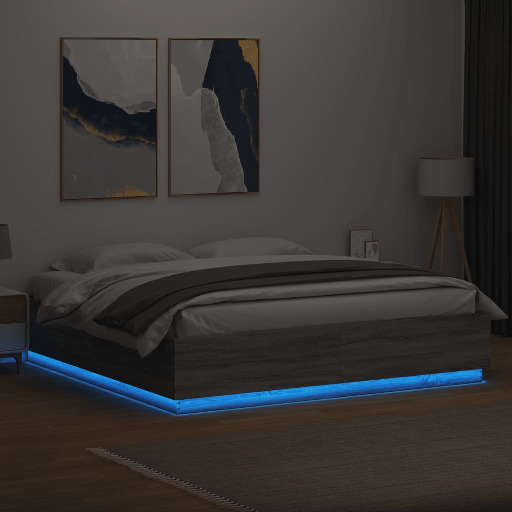 Cadre de lit avec LED sans matelas sonoma gris 200x200 cm - XIOS