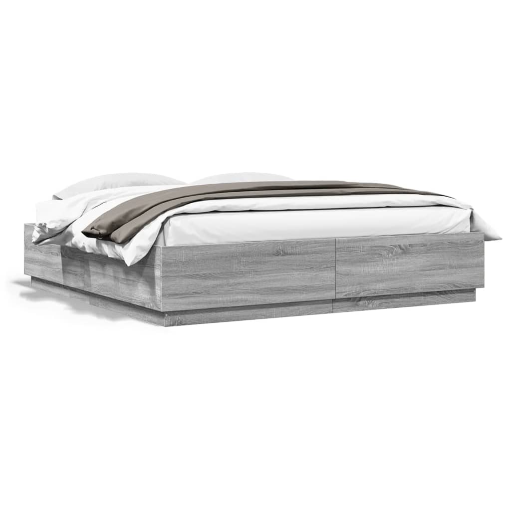 Cadre de lit avec LED sans matelas sonoma gris 200x200 cm - XIOS