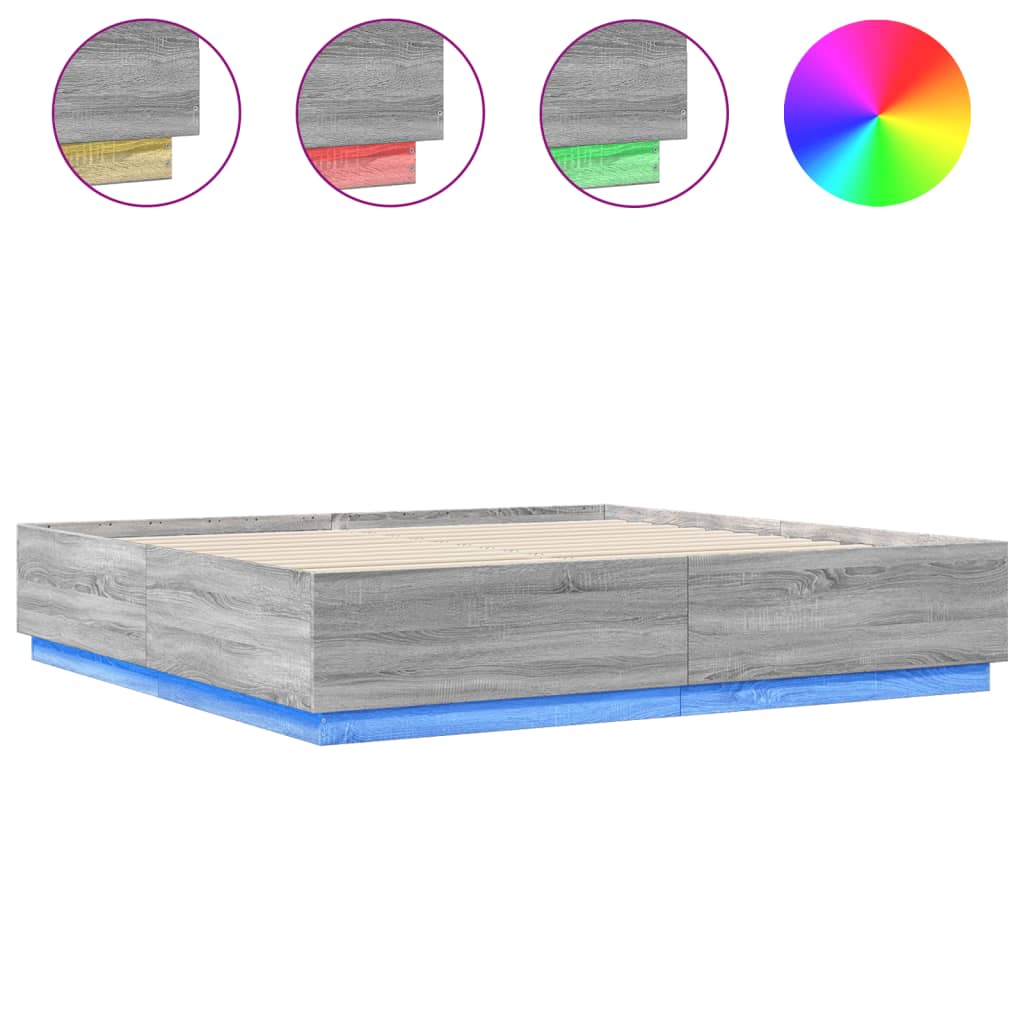 Cadre de lit avec LED sans matelas sonoma gris 180x200 cm - XIOS