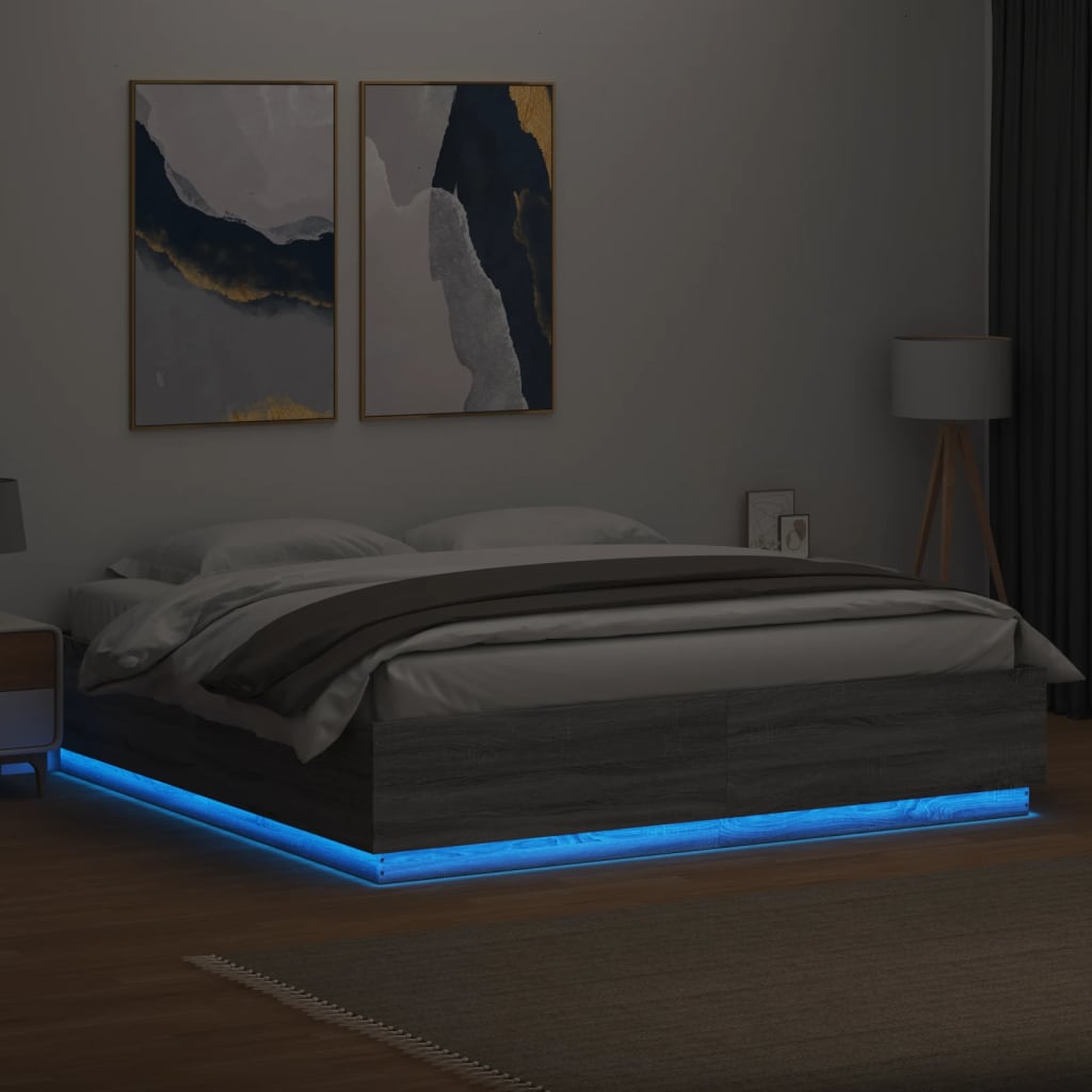 Cadre de lit avec LED sans matelas sonoma gris 180x200 cm - XIOS