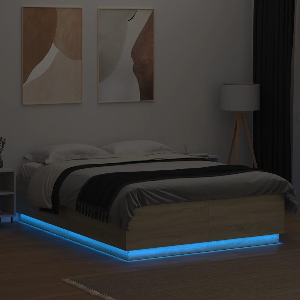 Cadre de lit avec LED sans matelas chêne sonoma 160x200 cm - XIOS