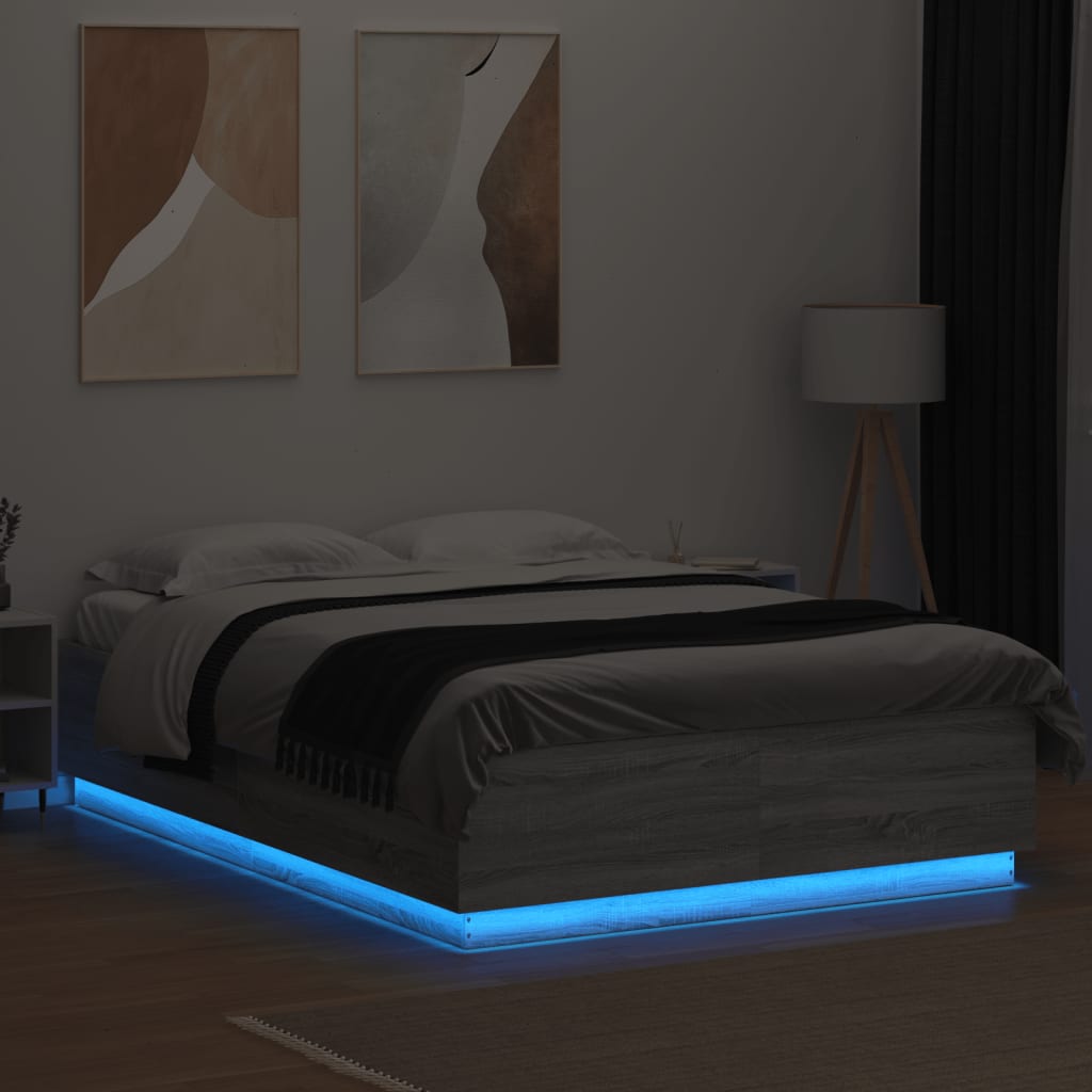 Cadre de lit avec LED sans matelas sonoma gris 160x200 cm - XIOS