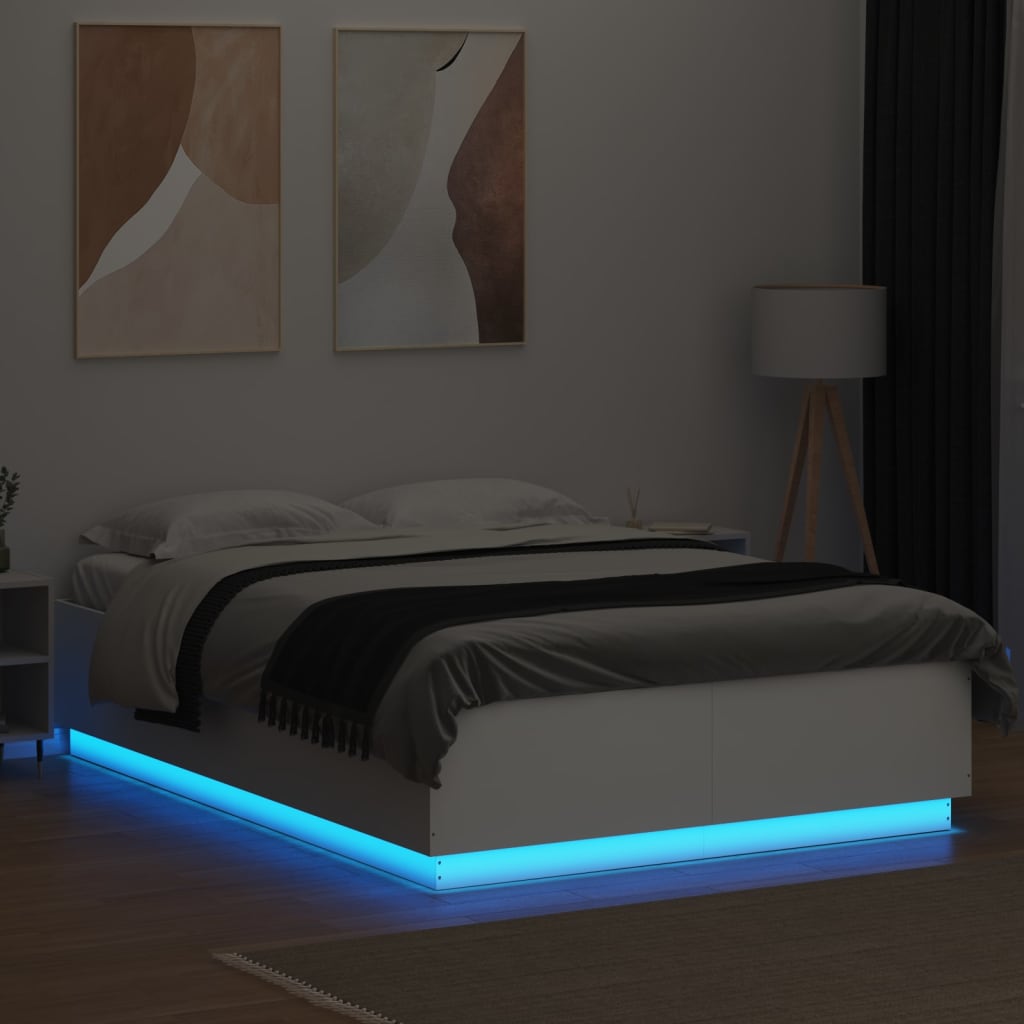 Cadre de lit avec LED sans matelas blanc 150x200 cm - XIOS
