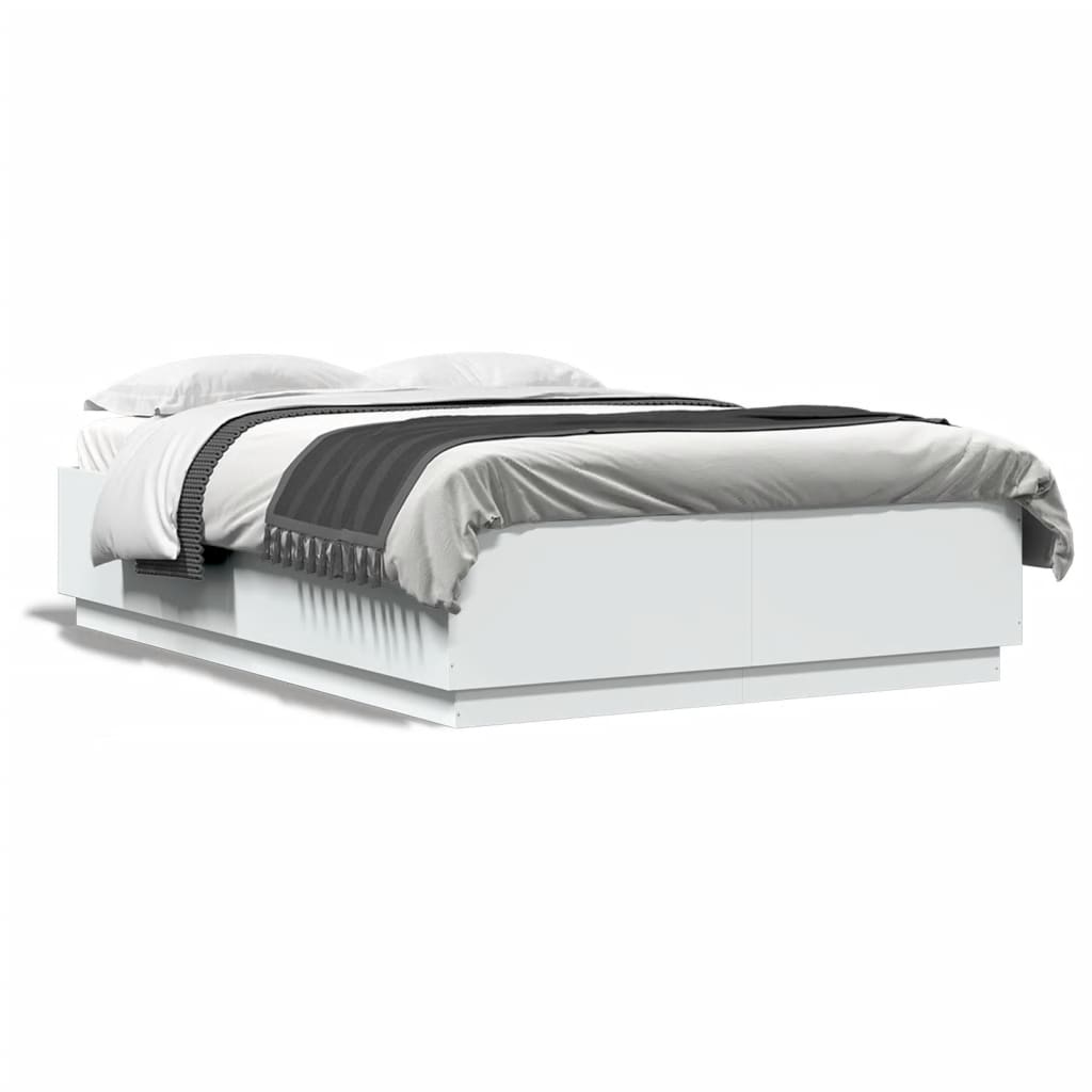 Cadre de lit avec LED sans matelas blanc 150x200 cm - XIOS