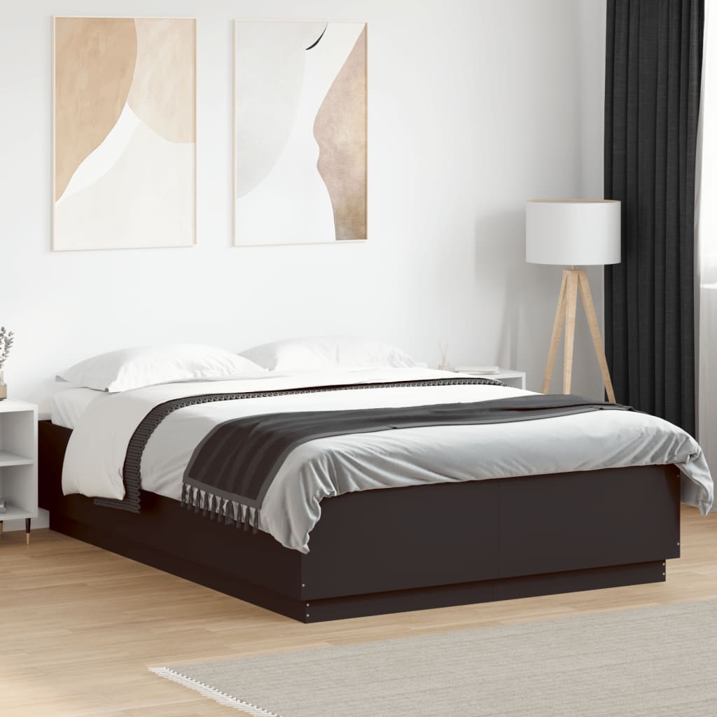 Cadre de lit avec LED sans matelas noir 150x200 cm - XIOS