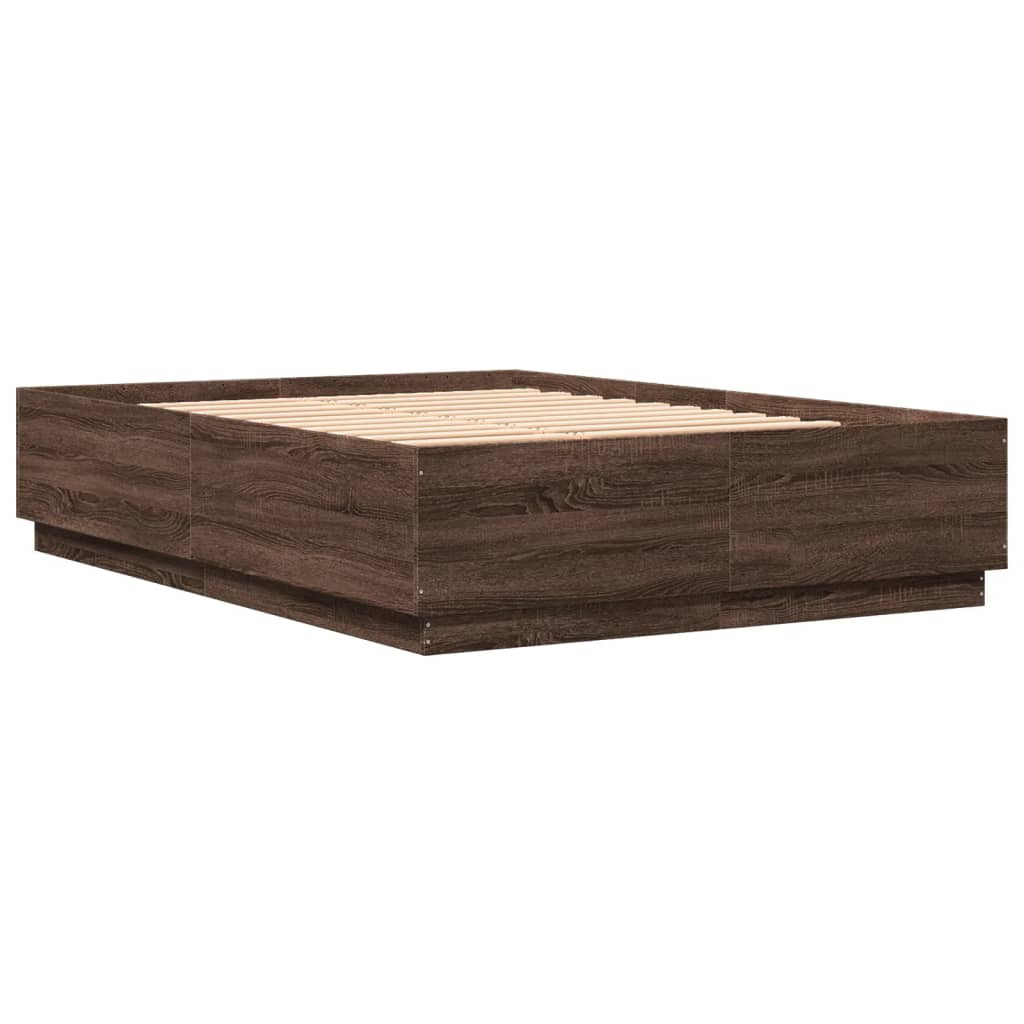 Cadre de lit avec LED sans matelas chêne marron 150x200 cm - XIOS