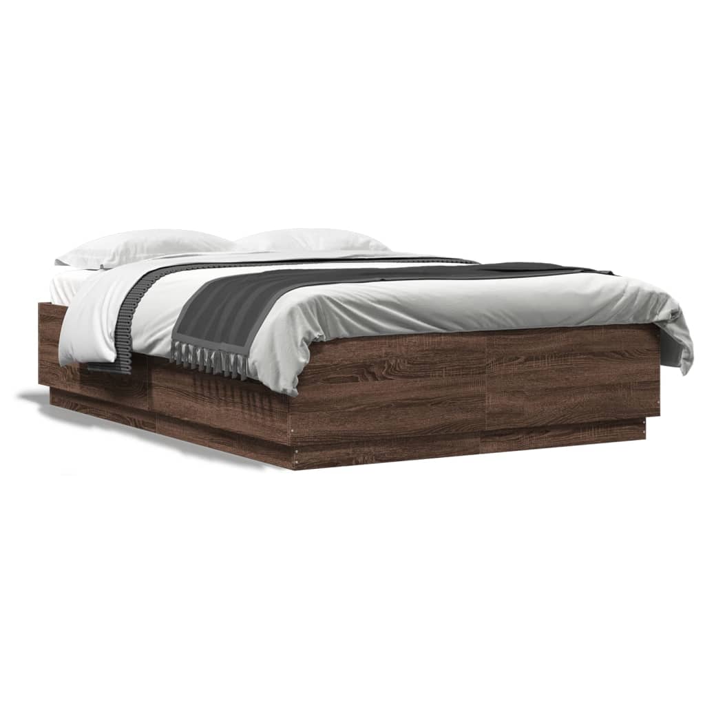 Cadre de lit avec LED sans matelas chêne marron 150x200 cm - XIOS